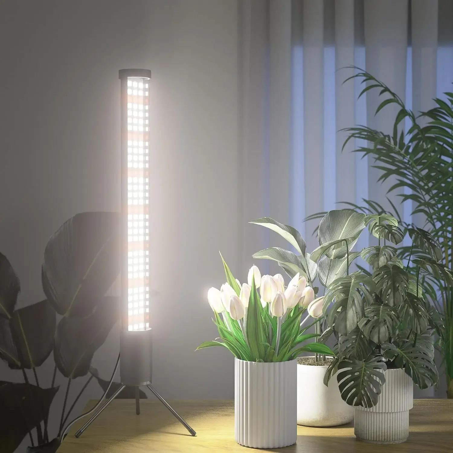 

T10 Vertical Standing LED Growing Plant Lamp Auto On Off Timing 4/8/12/18Hrs 5-Level Dimmable Grow Lights for Indoor Plant