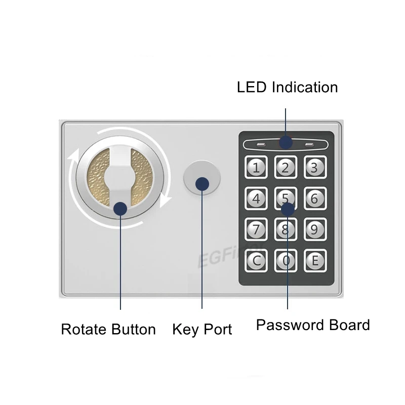 Caja de seguridad con contraseña montada en la pared, caja fuerte con llave antirrobo con alarma de seguridad para protección de joyas en efectivo en el hogar y la Oficina