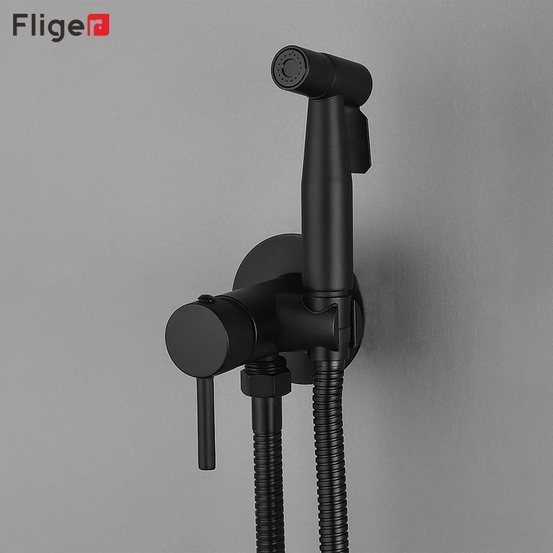 

Fliger Black Bidets Handheld Bidet Sprayer Hot Cold Water Portable Toilet Bidet Sprayer Hygienic Shower Bathroom Toilet Faucet