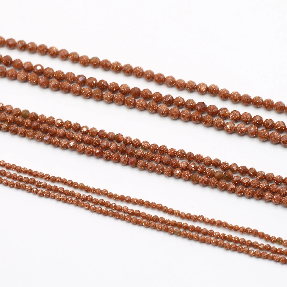 Natural Stone Beads Small Section Bead Gold Sand Stone 2 3 4mm Loose beads for Jewelry Making DIY Bracelet Necklace Length 38cm