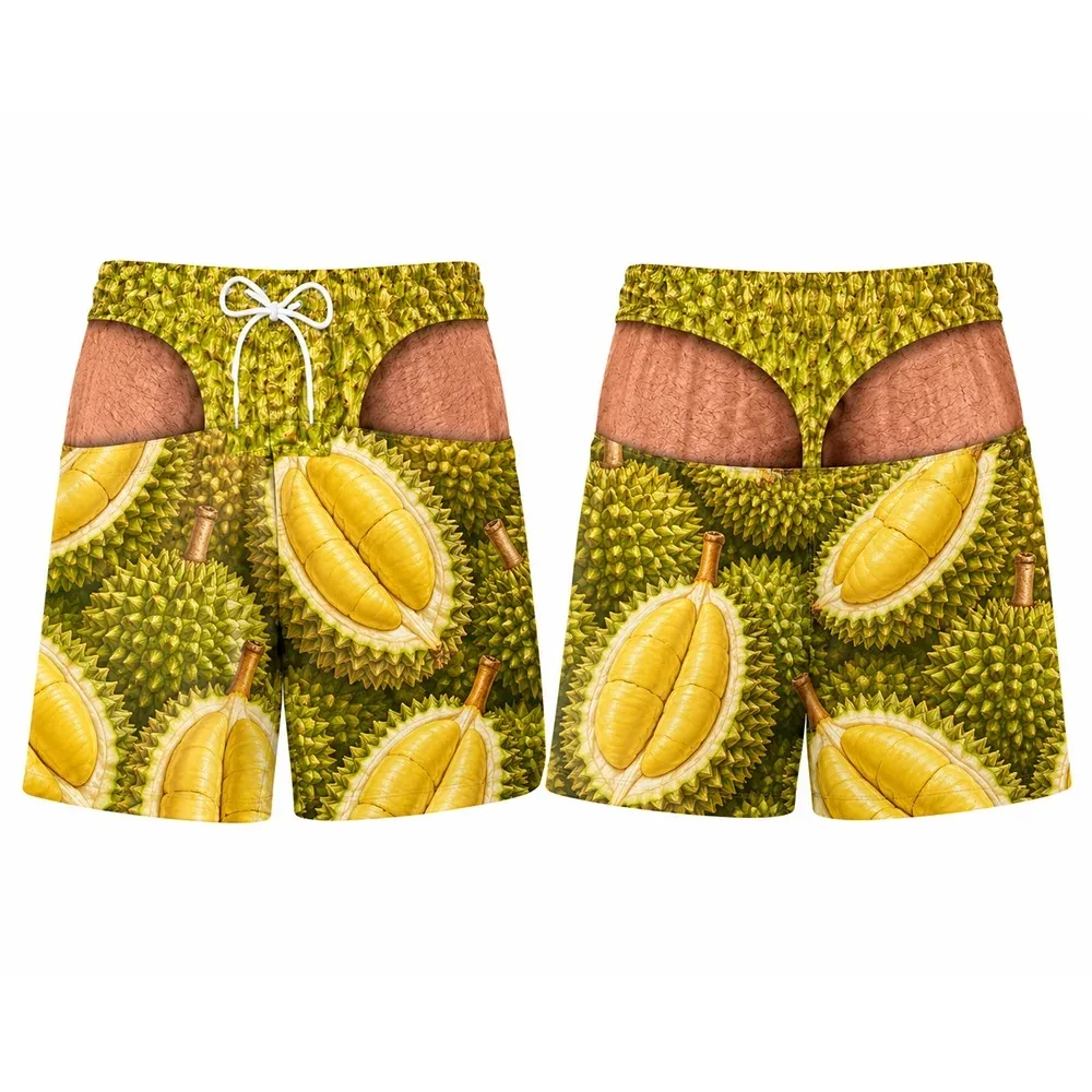 Silly Prank Involving Tropical Fruits 3DPrint Men Summer Loose Casual Breath Quick-dry Hawaiian-style Seaside Beach Surf Shorts