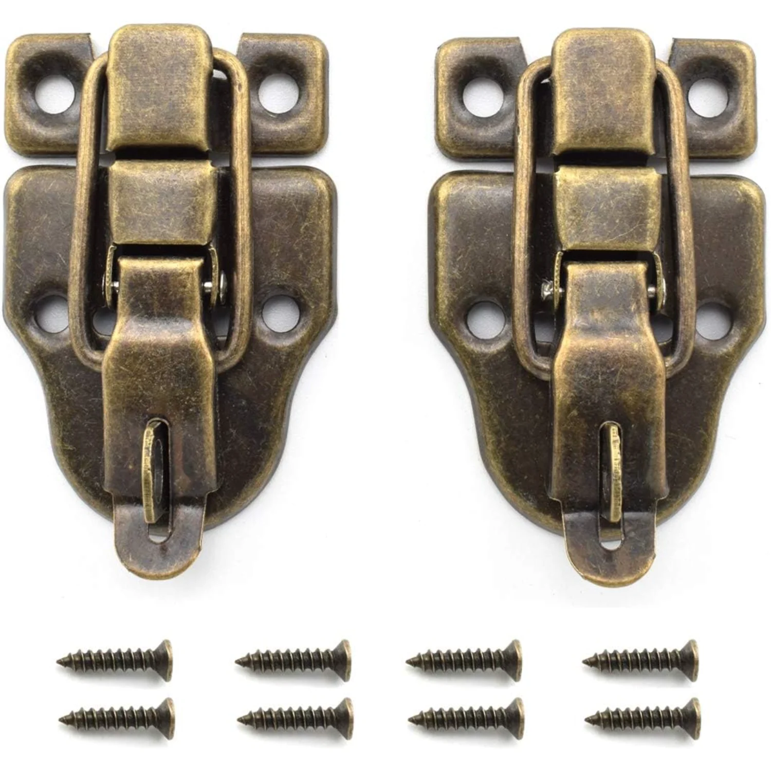 2-Pack Retro Bronze Style  Toggle Latch Antique Metal Duckbilled Hasp Latch Catch with Padlock Hole for Jewelry  Cabinet Small W