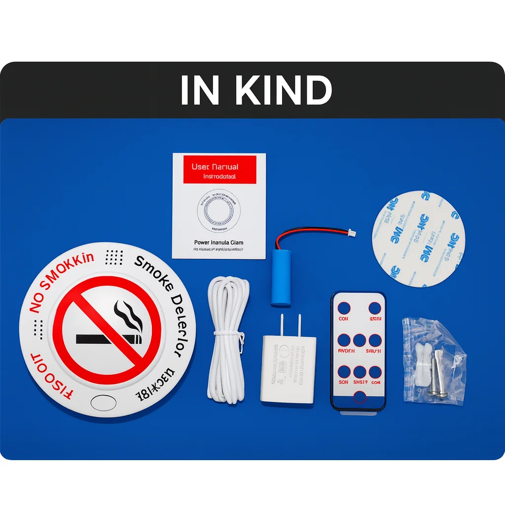 No-Smoking Smoke Detector Alarm | 120dB Voice Alert | 1-10 Adjustable Sensitivity | Remote Control | Plug-in Use | No Battery