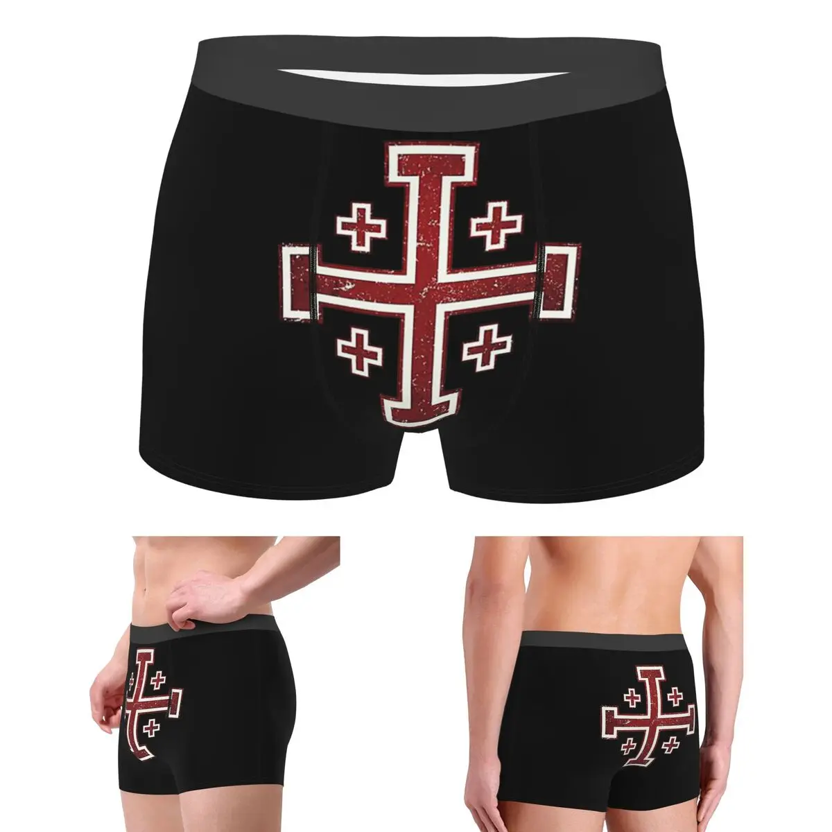 

Трусы-боксеры, шорты Иерусалимский крест, средневековые рыцари, трусы-хрестоносцы, мужские дышащие трусы для Homme, мужские подарки