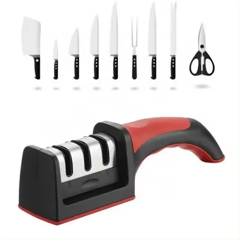 3/4-Stage Type Knife Sharpener Multifunction Kitchen Professional Knife Sharpening Tool Quick Sharpener Diamond Coated Blades