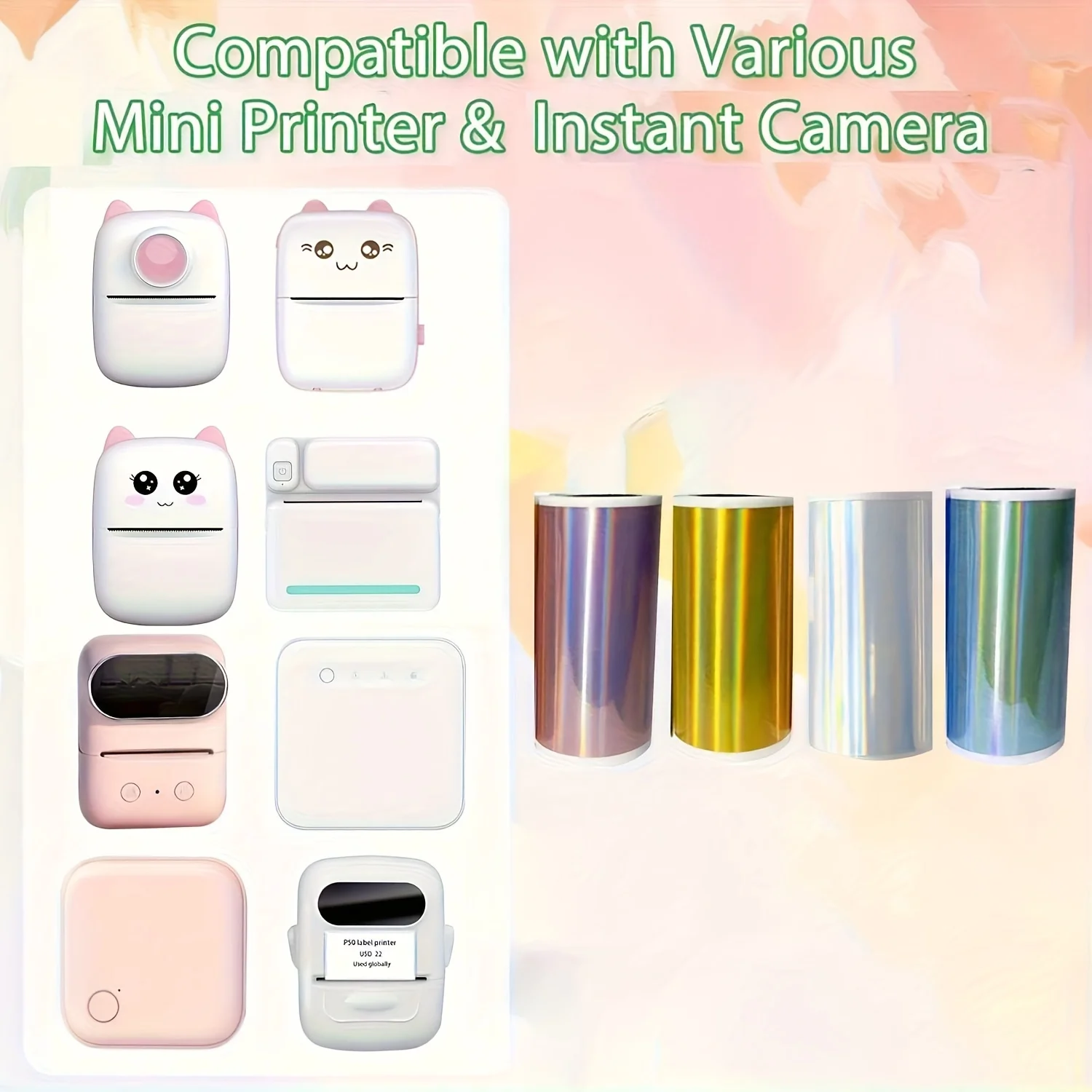 Rouleau de papier thermique holographique de 57 mm/2,25 pouces, impression sans encre, adapté aux badges POS/ID/di journaux/code QR/étiquettes autocollantes/récepteurs