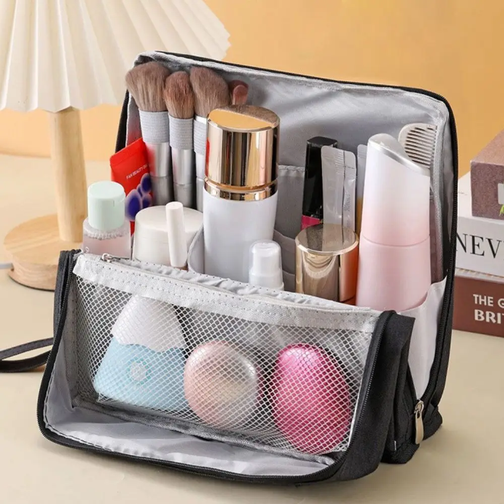 

Oxford Cloth Standing Makeup Bag Large Capacity Waterproof Cosmetic Bag with Compartments Stationery Organizer for Travel