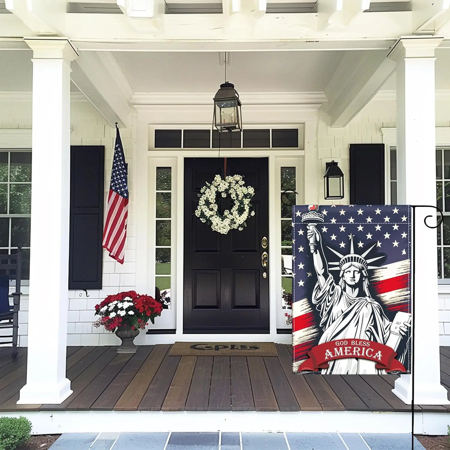 Patriotic Garden Flag 12x18 Inch Double Sided Statue of Liberty God Bless America Flag Memorial Day Independence Day Indoors EEZ