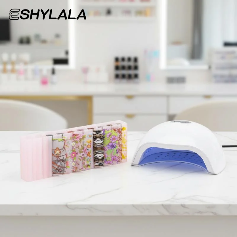Nail Foil Storage Box 1 Set 10 Grids Organizer Macaron Transfer Paper Nail Foil Storage Case for Professional Nail Artists