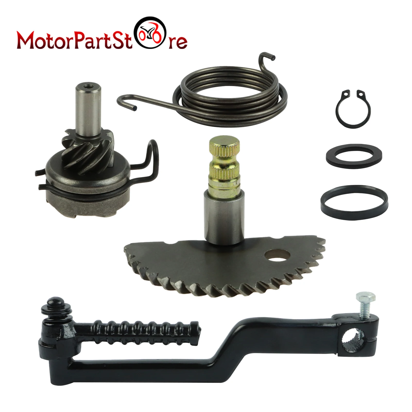 Motorcycle Starter Lever Kick Start Idler Gear Shaft Gear Idle Spring Kit for GY6 49cc 50cc Lifan Scooter Moped 139QMA 139QMB