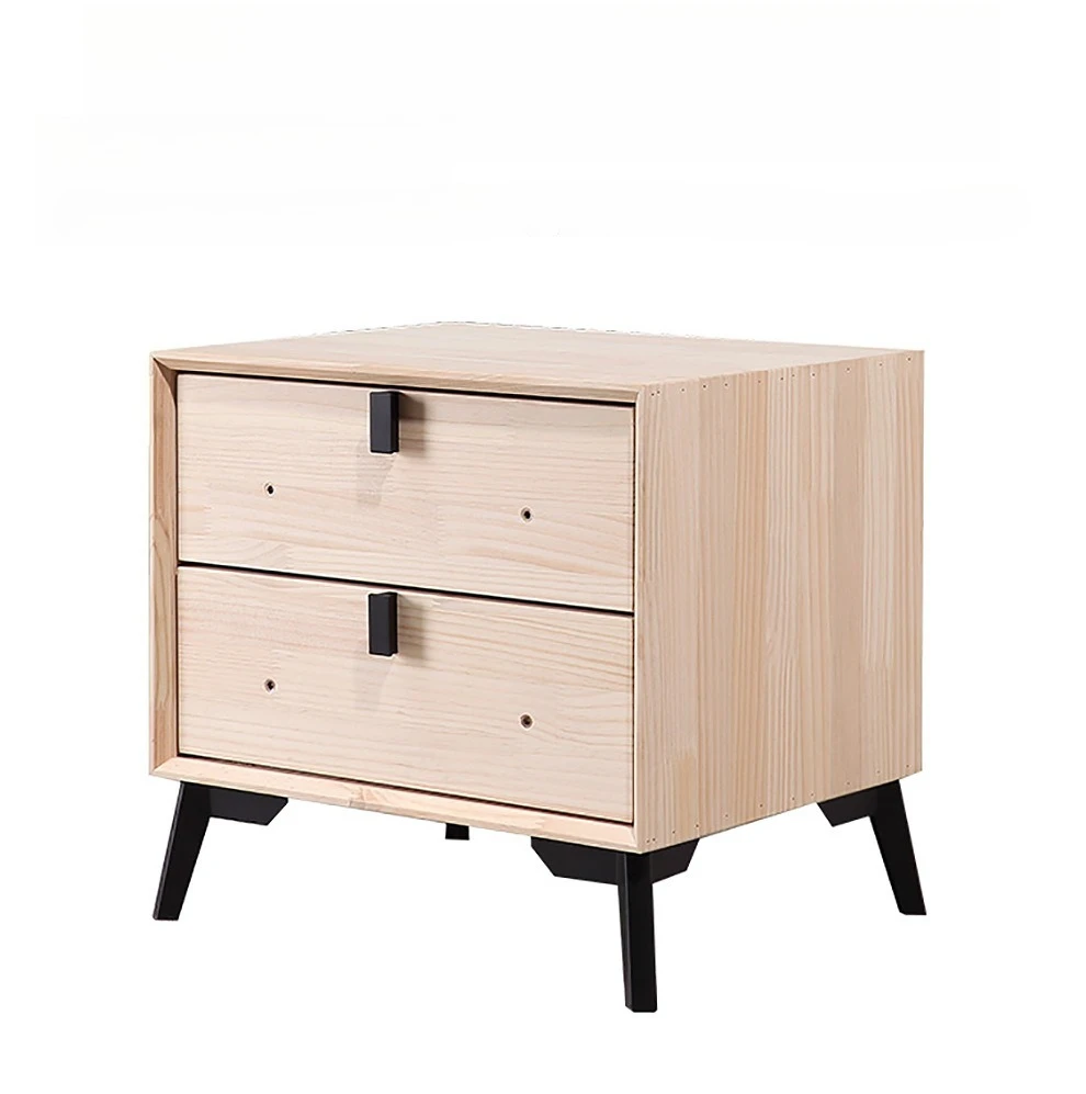 نورديك، فاخر خفيف، طاولة بجانب السرير، جلد، خشب متين، بسيط، حديث، رمادي، تخزين غرفة النوم