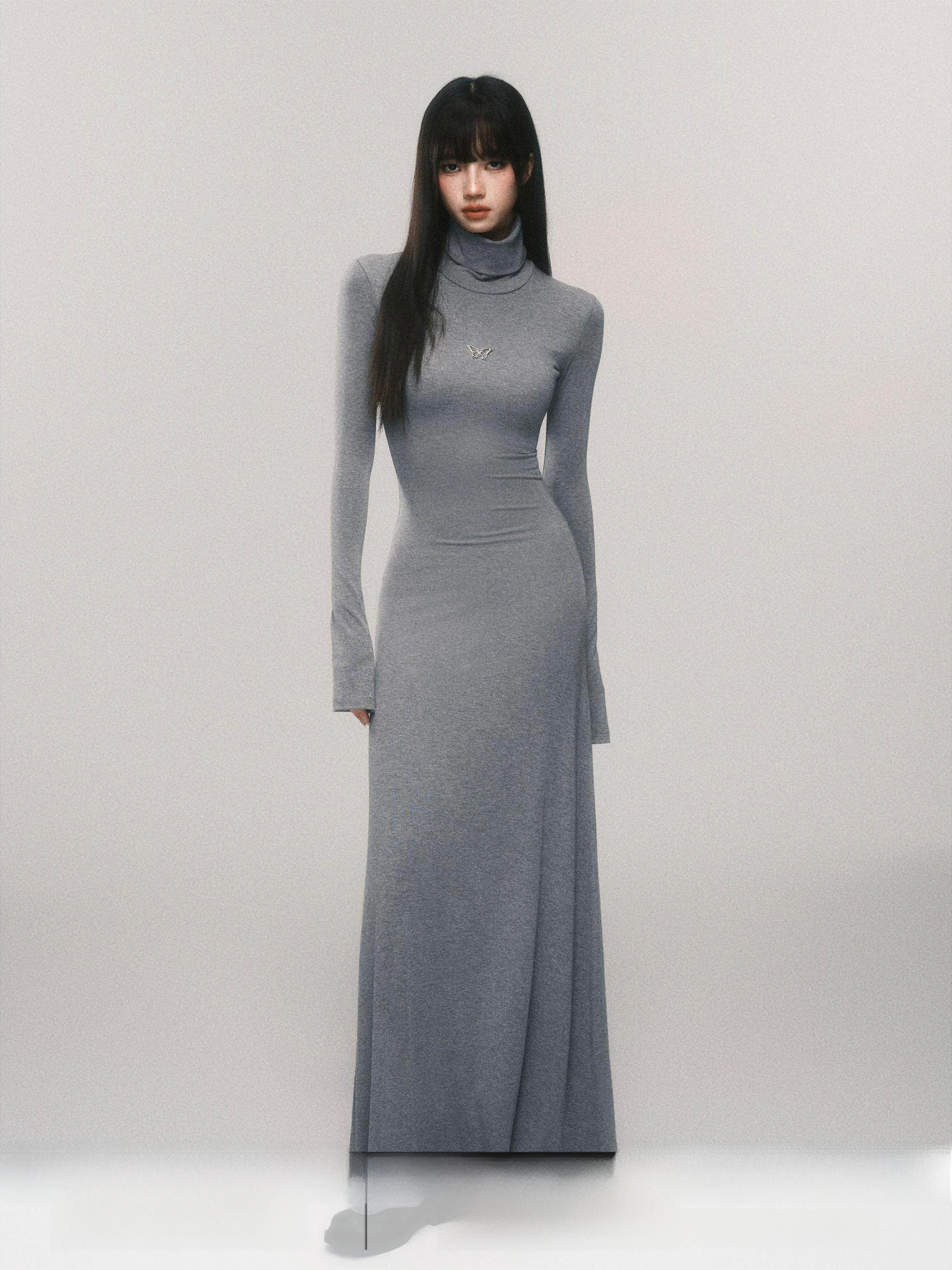 

LULUSWINGS mat Slimming High Collar Midi Dr Women's Elastic Flared Sve Base Layer Dr Ci Commute A-Line Skirt