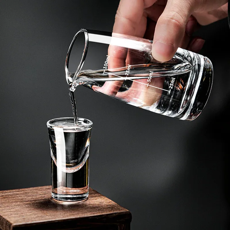 TOPMAYA, 12 Uds., juegos de vasos de chupito de 15ml, barra de taza Baijiu pequeña clásica, vasos transparentes de alta gama, taza tipo bala, decantador de vino de 100ml