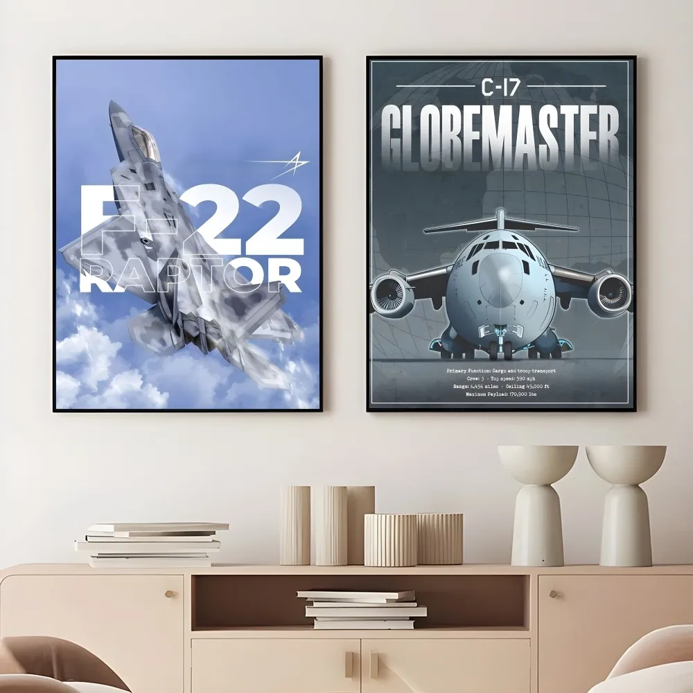 American Fighter F 22 15 Poster 1pc Living Room Wall Decor Aesthetic Hallway Bedroom Bathroom Bar Festive Creative Waterproof