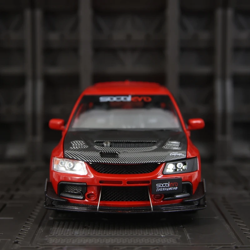 Simulación 1:24 Mitsubishi EVO colección de adornos de modelo de coche de aleación de 9. a generación, puertas y capó de motor, maletero se puede abrir