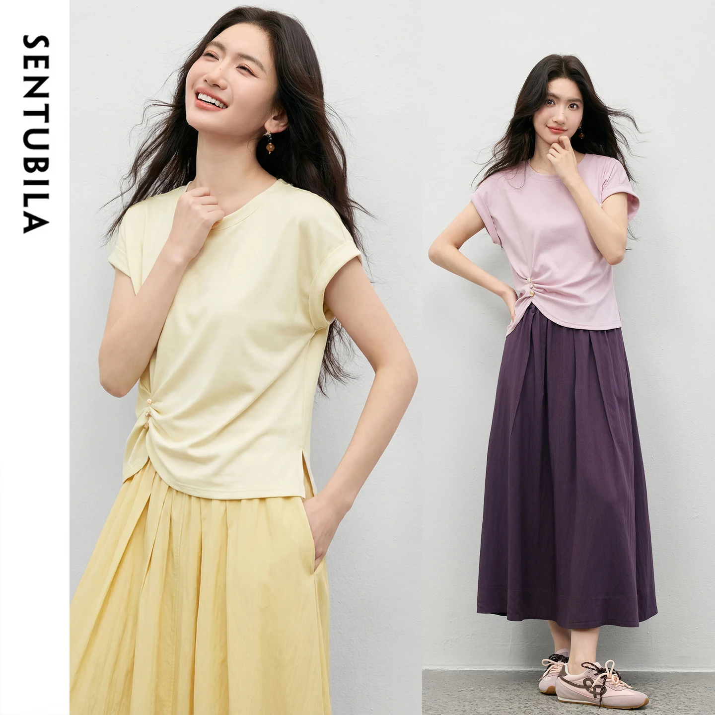 SENTUBILA Women's 2 Piece Set Outfits 2026 Summer Suit Woman Casual Sleeveless Top Elastic Waist A-Line Skirt Sets 162ZF6133