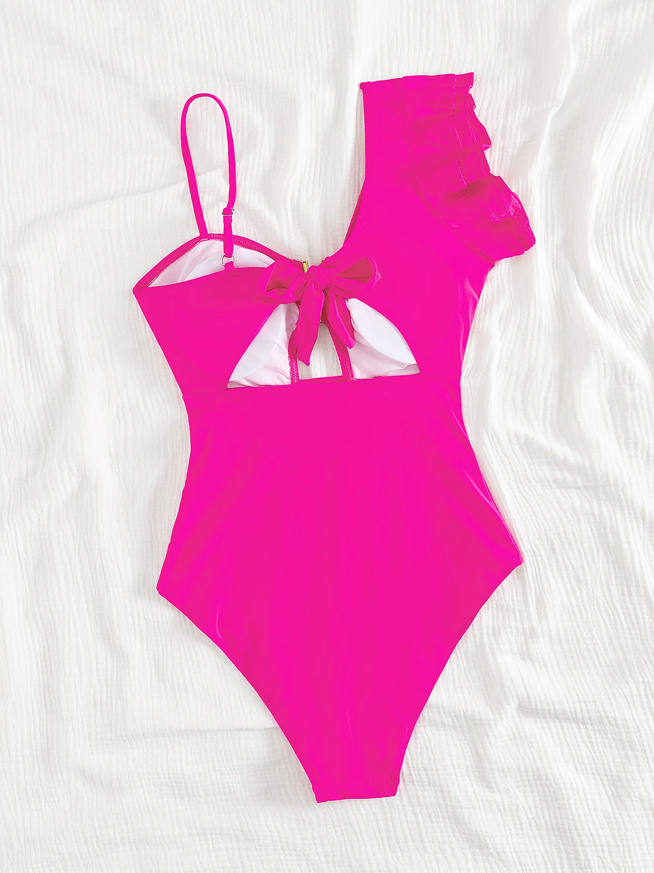 بدلة سباحة نسائية قطعة واحدة مكشكشة على الكتف بدلة سباحة مثيرة برقبة على شكل V بدلة سباحة نسائية كلاسيكية بدلة استحمام للبحر 2026