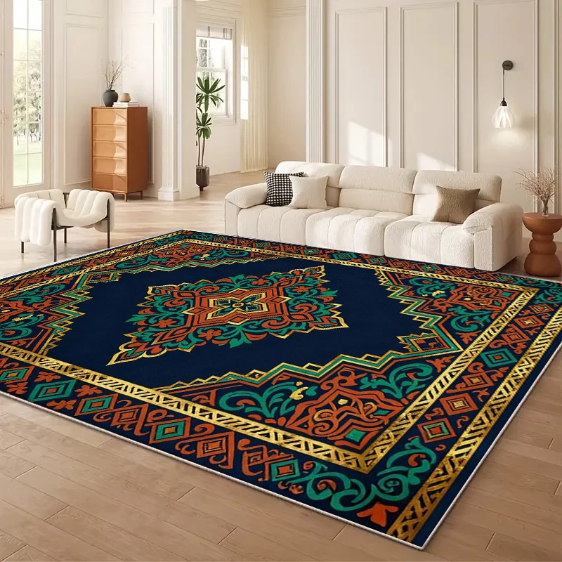 RAKKS Leichter, luxuriöser europäischer Retro-großer Teppich für Wohnzimmer, Schlafzimmer, Küche, Türmatte, Sofa und Nachttisch, Heim-Bodendekoration