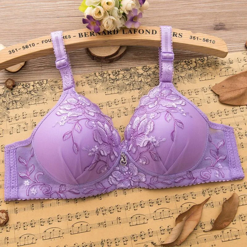 Bralette Push Up Bras for Women Underwear Vintage Floral Print Adjustable Sexy Lingerie Brasieres Para Mujer Sutian Feminino