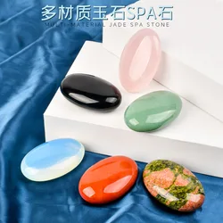Hot Stone SPA Back Massage Crystal Jade Palm Stone Hand Massager Worry Gemstone Chakra Healing Skin Care Body Beauty Product