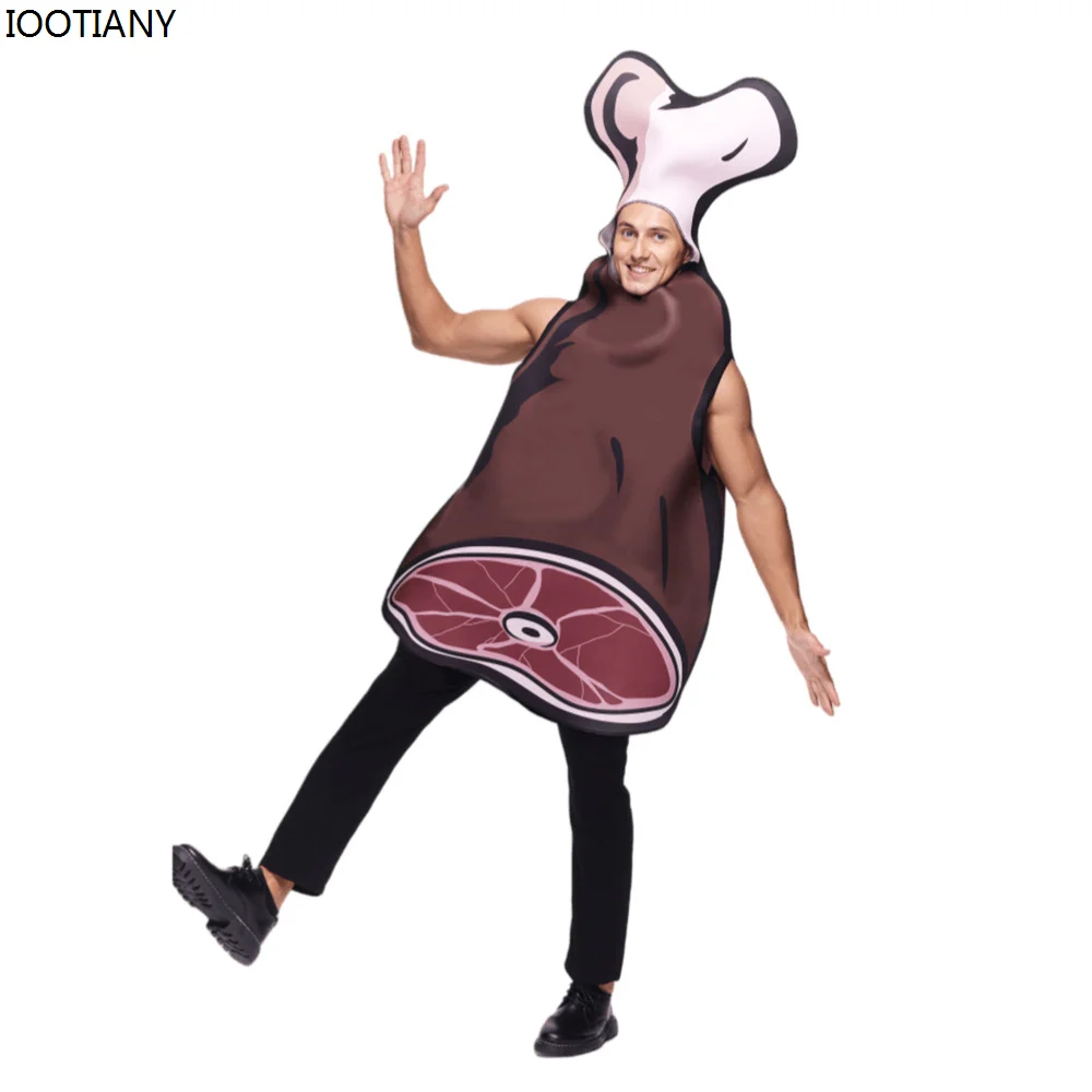 코스프레 새로운 할로윈 성인 햄 고기 코스프레 의상 뼈 고기 스폰지 의상 바 카니발 파티 무대 공연 드레스