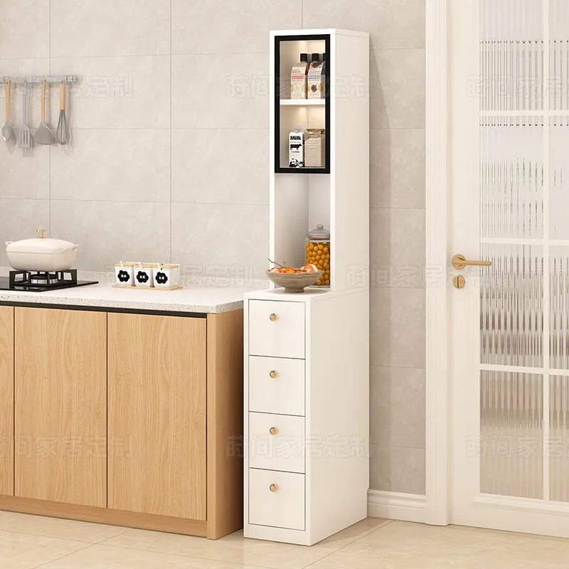 Side cabinet Wine cabinet Kitchen rack Living room Modern simple integrated wall Refrigerator crevice cabinet