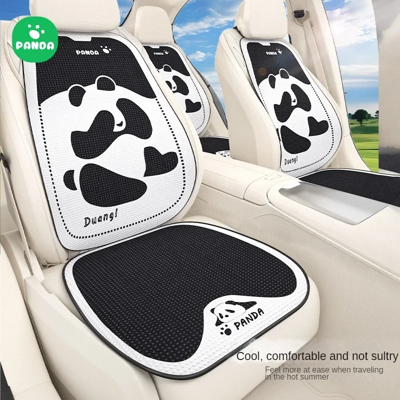 New Ice Silk Car Seat Cushion Protector Cute Cartoon Panda Breathable Summer Car Seat Cover Pad Non Sweat Interior Accessories