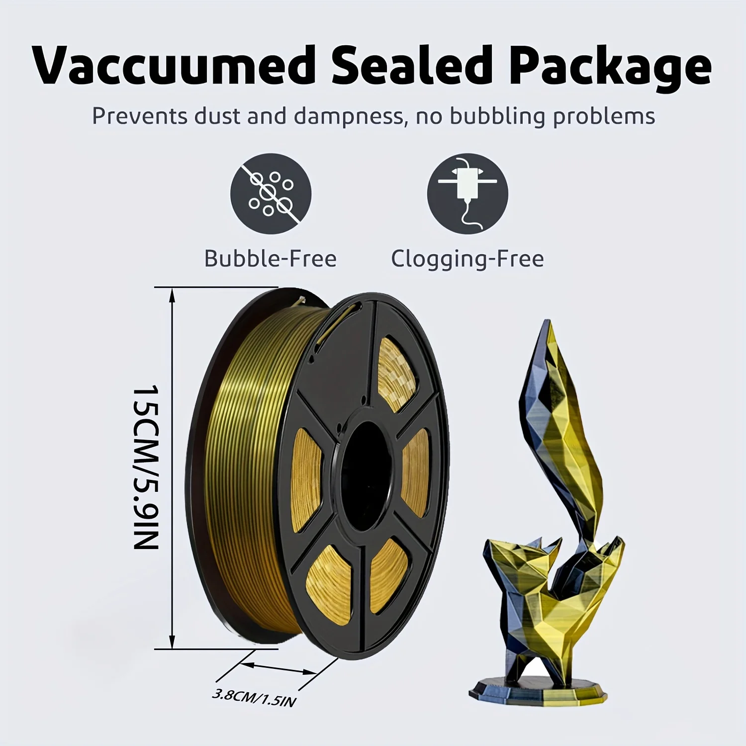 Silk Dual Color PLA Filament 3D Printer 1.75mm +/- 0.03mm, Bicolor Filament Two Tone PLA 250G(0.55lbs), Black Gold