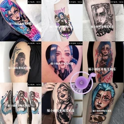 Jinx LOL Tattoo Sticker Fashion Cool Temporary Waterproof Fake Flash Tattoo Sticker Cosplay Prop Accessory Halloween Party