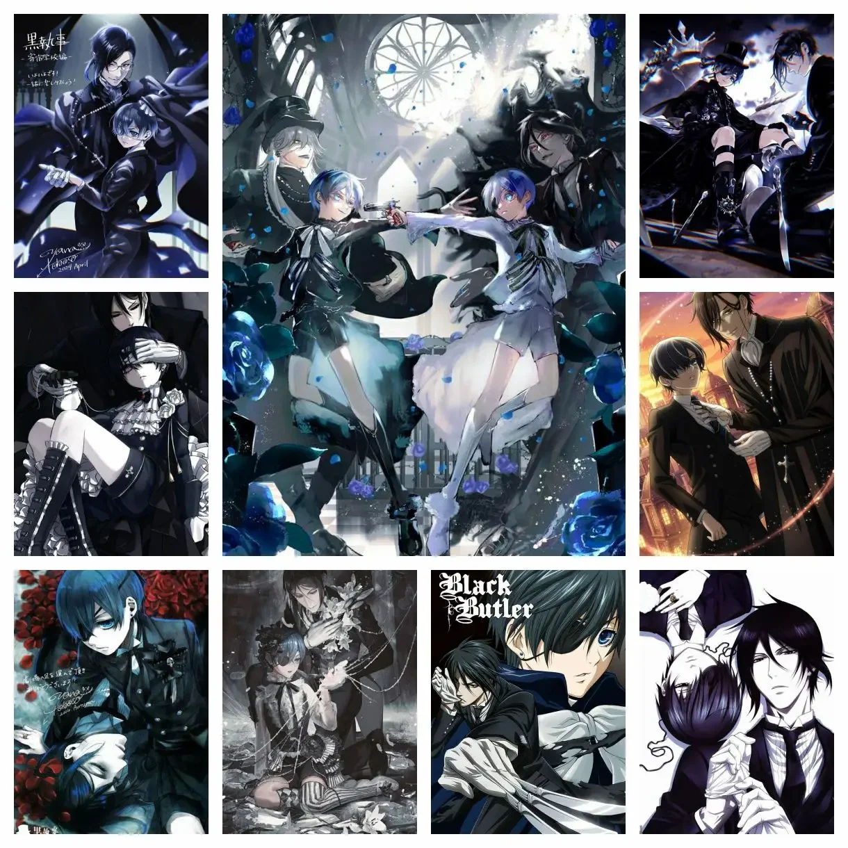 Black Butler 5D DIY Diamond Painting Japanese Anime Figure Mosaic Embroidery Home Living Room Bedroom Bar Aesthetic Decoration