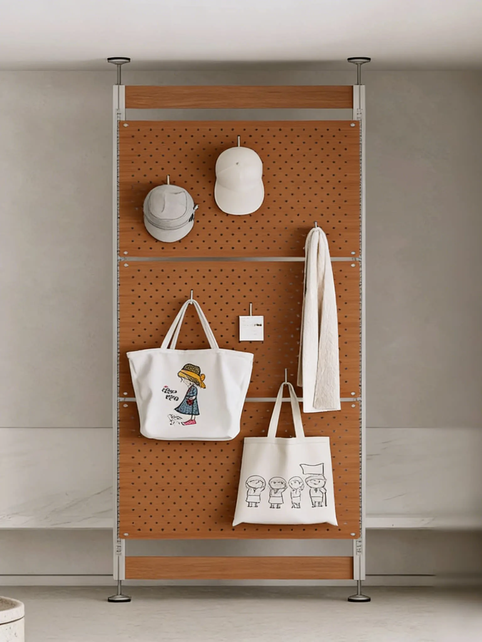 Sturdy Punch-Free Medieval Style Pegboard Custom Shelves, Freely Combinable Household Multi-Layer Storage Organizer