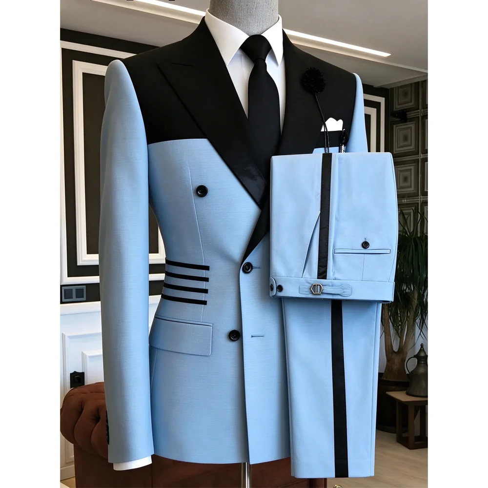 Light Blue Men's 2-Piece Business Suit (Jacket & Trousers) – Premium New Arrival / Groom's Wedding Suit