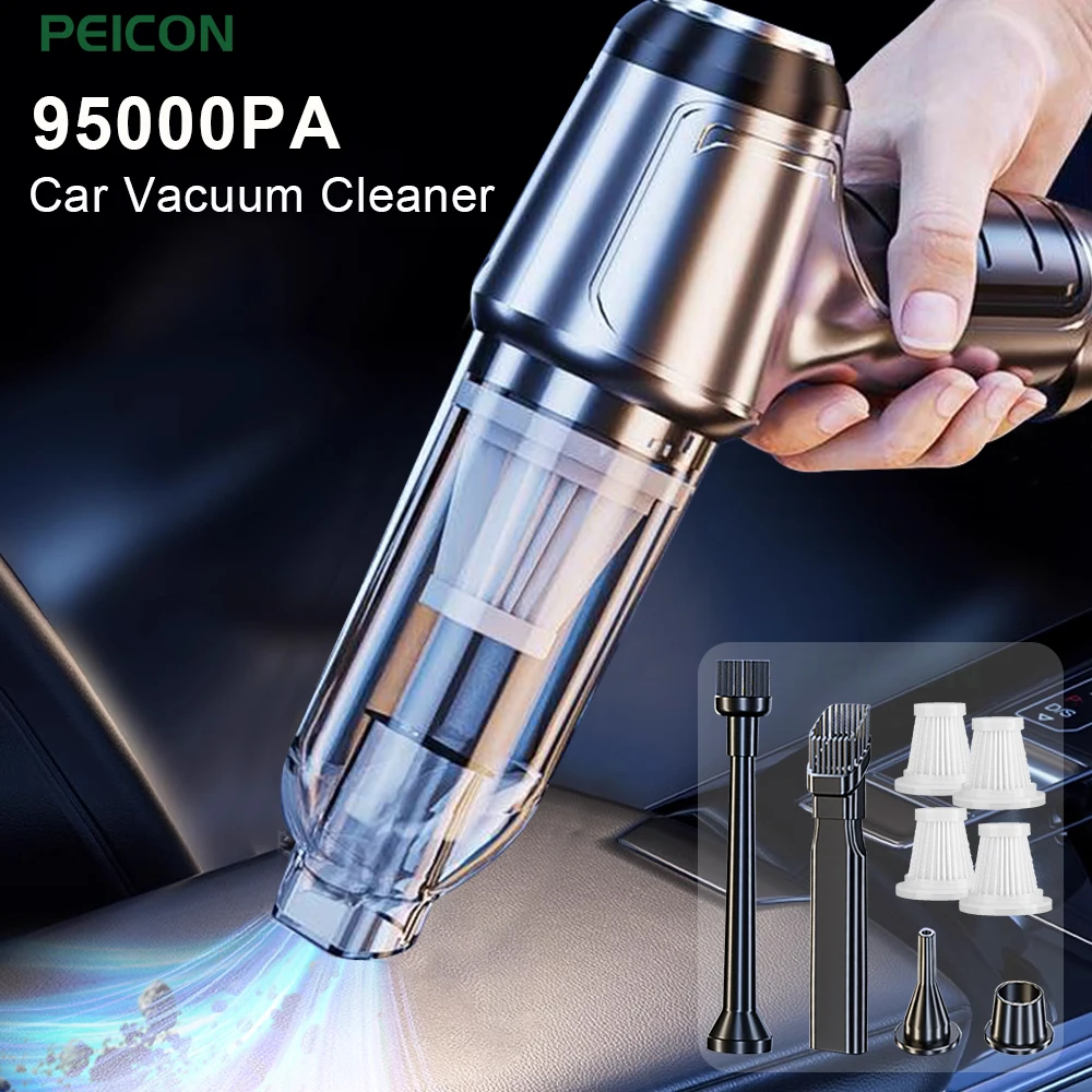 95000PA Car Vacuum Cleaner Strong Suction Vacuum Cleaner 2in1 for Car Home Wireless Portable Handheld Vacuum Cleaner Blower