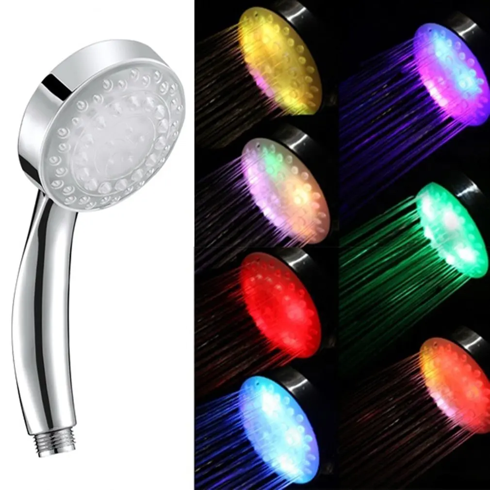 1pc Shower Head 7 Color 5 LED Romantic Automatic Lights Handheld Water Saving Rainfall Shower Head For Bath Bathroom Hot Sale