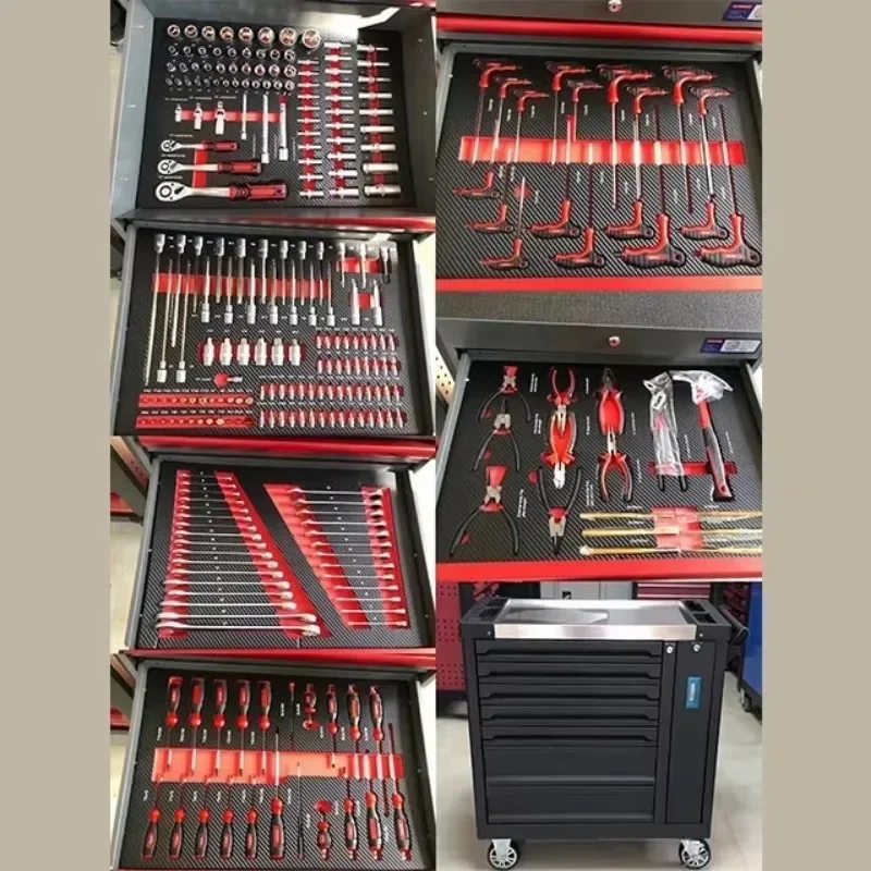 Garage Cabinets Storage Tool Cabinet Trolley with 245 Pcs Tools