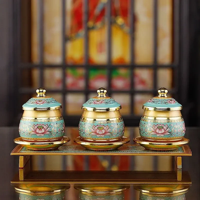 

Alloy Enamel Colored Water Supply Cup Supply Platform Buddhist Temple Utensils Household Sacrifice Buddha Statue Altar Feng Shui