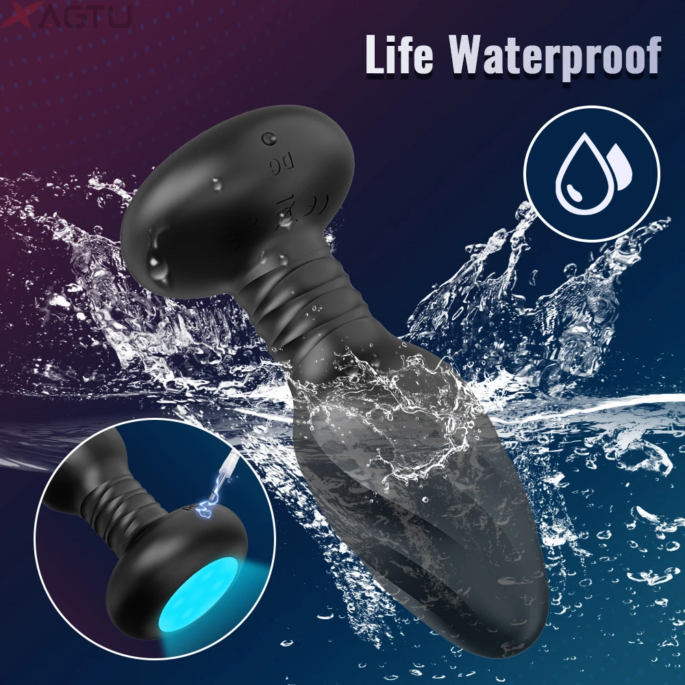 APP 360° Rotation Vibrator Butt Plug for Men Women Wiggle Prostate Massager Gay Bluetooth Anal Plug with LED Adult Sex Toy