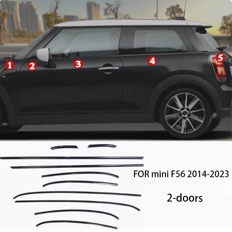 FOR mini F56 F55 R56 R58 F60 R60 R55 COUNTRYMAN CLUBMAN Stainless steel black Exterior Window Molding Strip Sill side Cover Trim