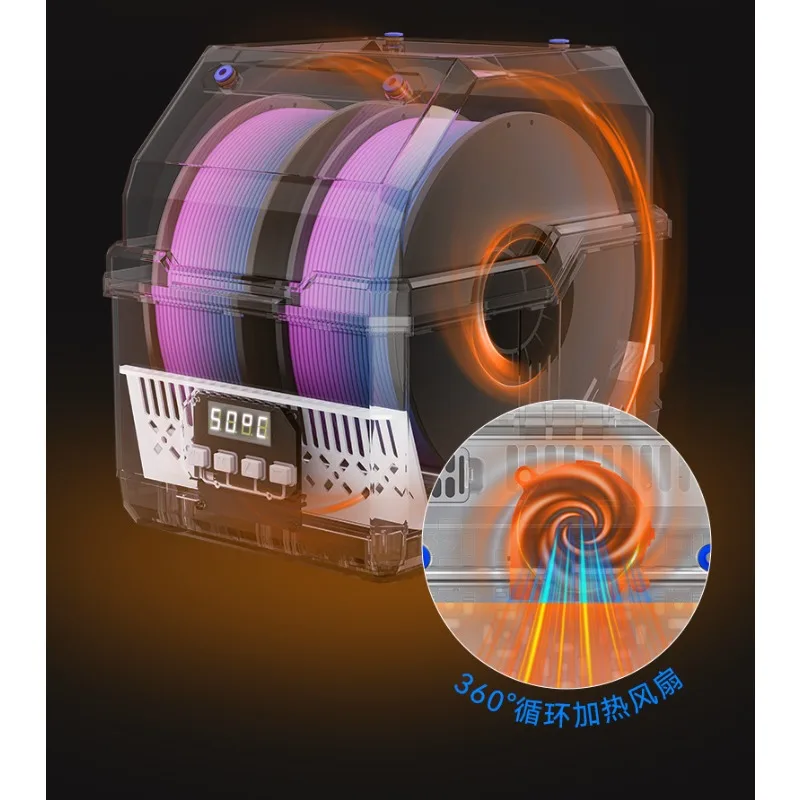 3D Printer Filament Dryer Dual Spool Storage Box 360 Degrees Hot Air Circulation Heating Uniform Warm Dehumidifier Printing New