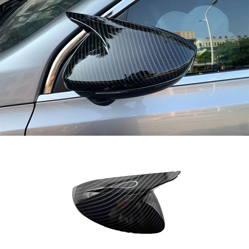 For Peugeot 508 2023 2022 2021 2020 2019 Sharp corner mirror cover ABS material bright black carbon fiber