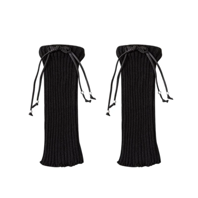 

Для женщин и девочек милые гетры с бантом в рубчик вязаные эластичные носки без ног Чехлы для ног манжеты для ботинок аксессуары