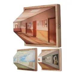 3D Naked Eye Vision Night Light Wall Lamp Decoration for Living Room Bedroom Wooden Rechargeable Atmosphere Table Lamp Gift