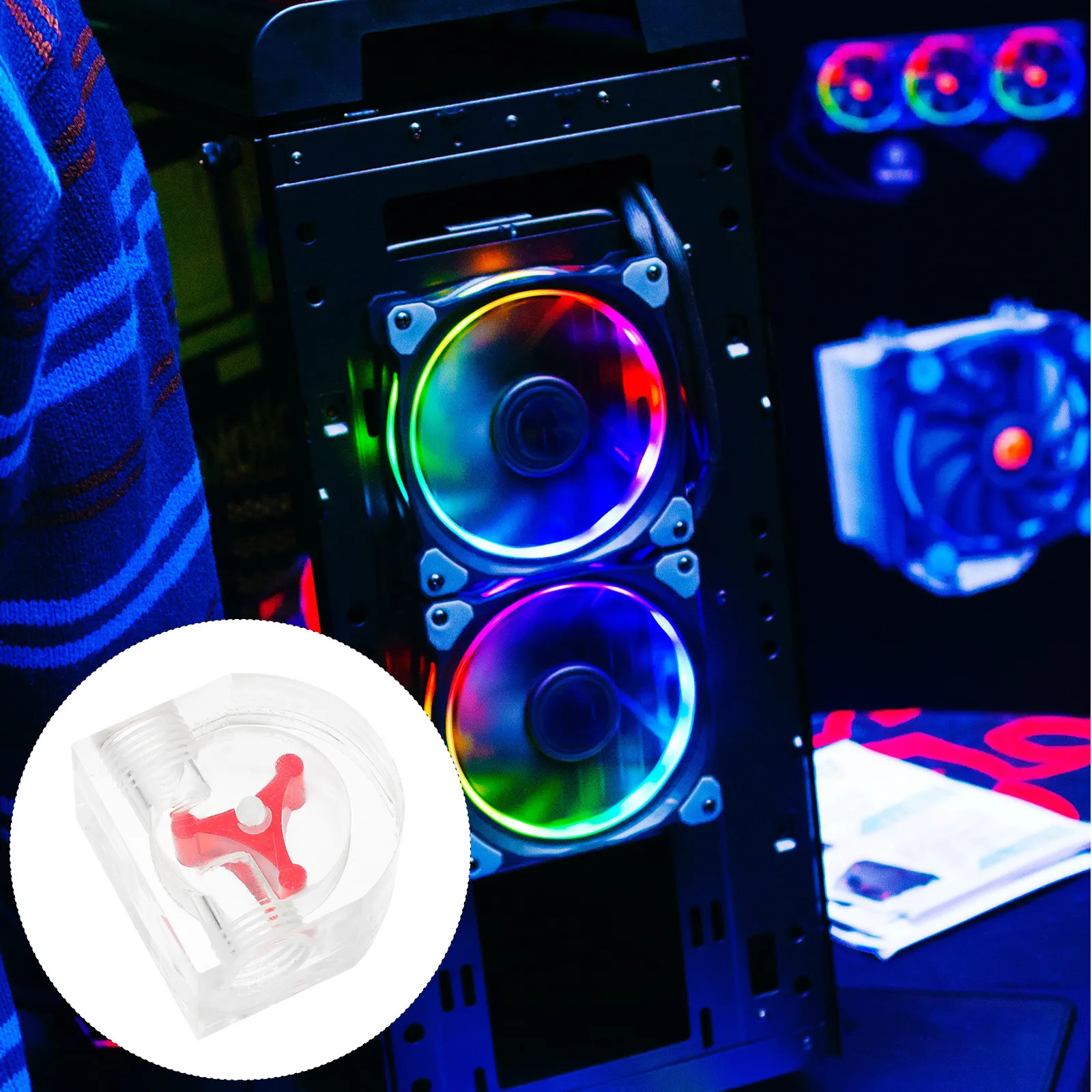 Acrylic 2-Way Flow Meter for Computer Water Cooling System Silicone Seal Water Cooling Flow Indicator Pc Accessory