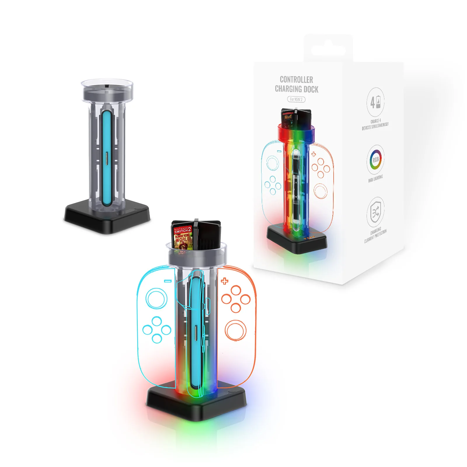 

2025 New JYS-NS2279 4-in-1 LED Indicators Fast Charging Station for Switch 2 Joystick Game Controller