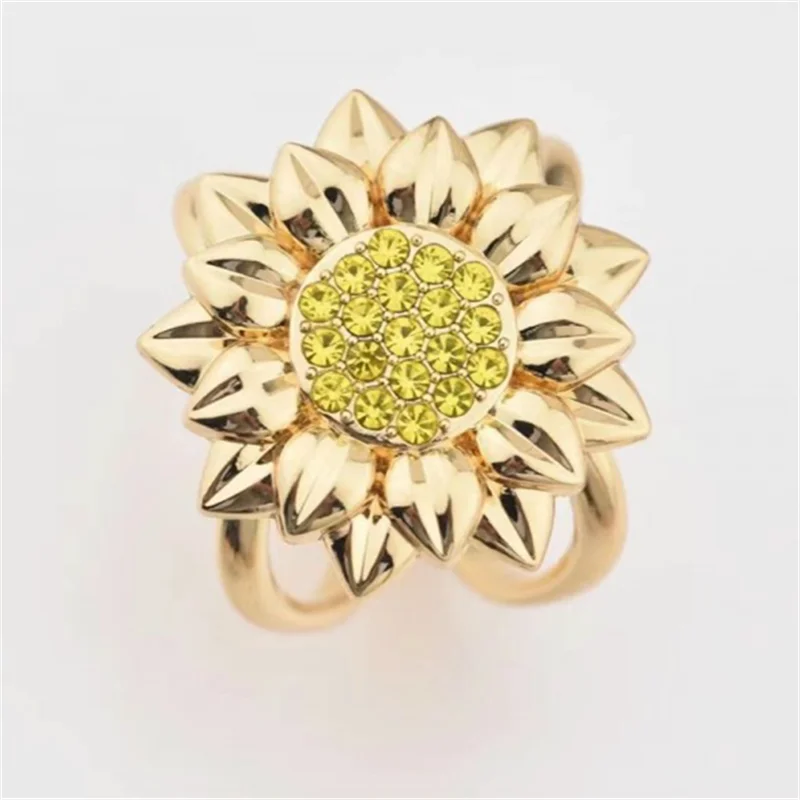 Fashion Crystal Sunflower Brooch Cross Scarf Clip X Shape Metal Brooches Women Scarves Buckle Holder Clothing Shawls Jewelry