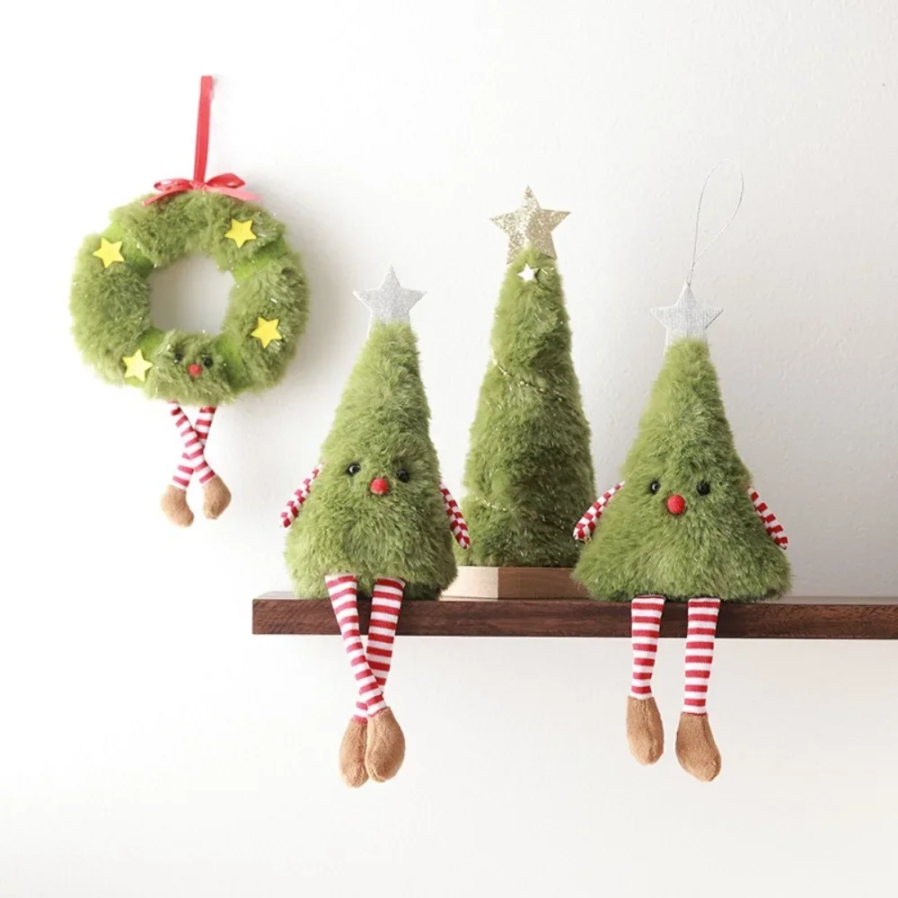 Furrly Christmas Tree Plush Doll Gingerbread Doll 2025 New Year Christmas Decorations Xmas Tree Stuffed Toy Hanging Ornament