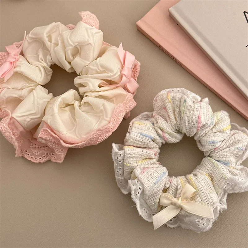 Korean Sweet Lace Large Intestine Hairband Girls Ponytail Headband Scrunchies Hair Ties Hair Ring For Women Hair Accessories