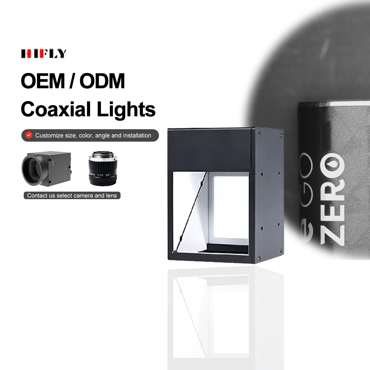 ZXY Machine Vision LED Coaxial Light 30*30mm White Blue Green Red IR UV for Detection System Reflective Product Detect