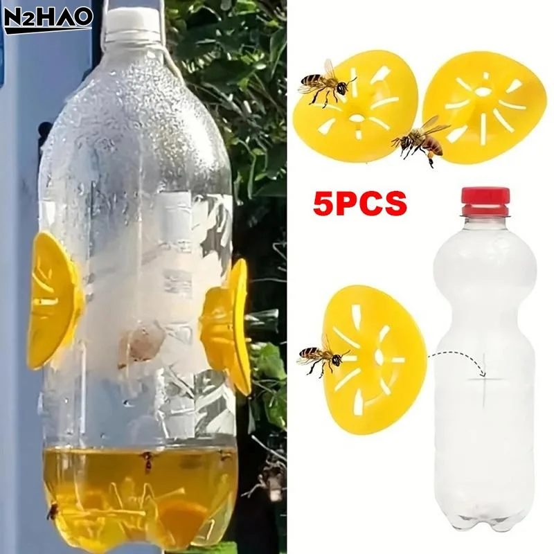Yellow Plastic Wasp Trap Funnel Easy Install One Way Entry 5/10/20pcs for Beginner Beekeeper Beekeeping