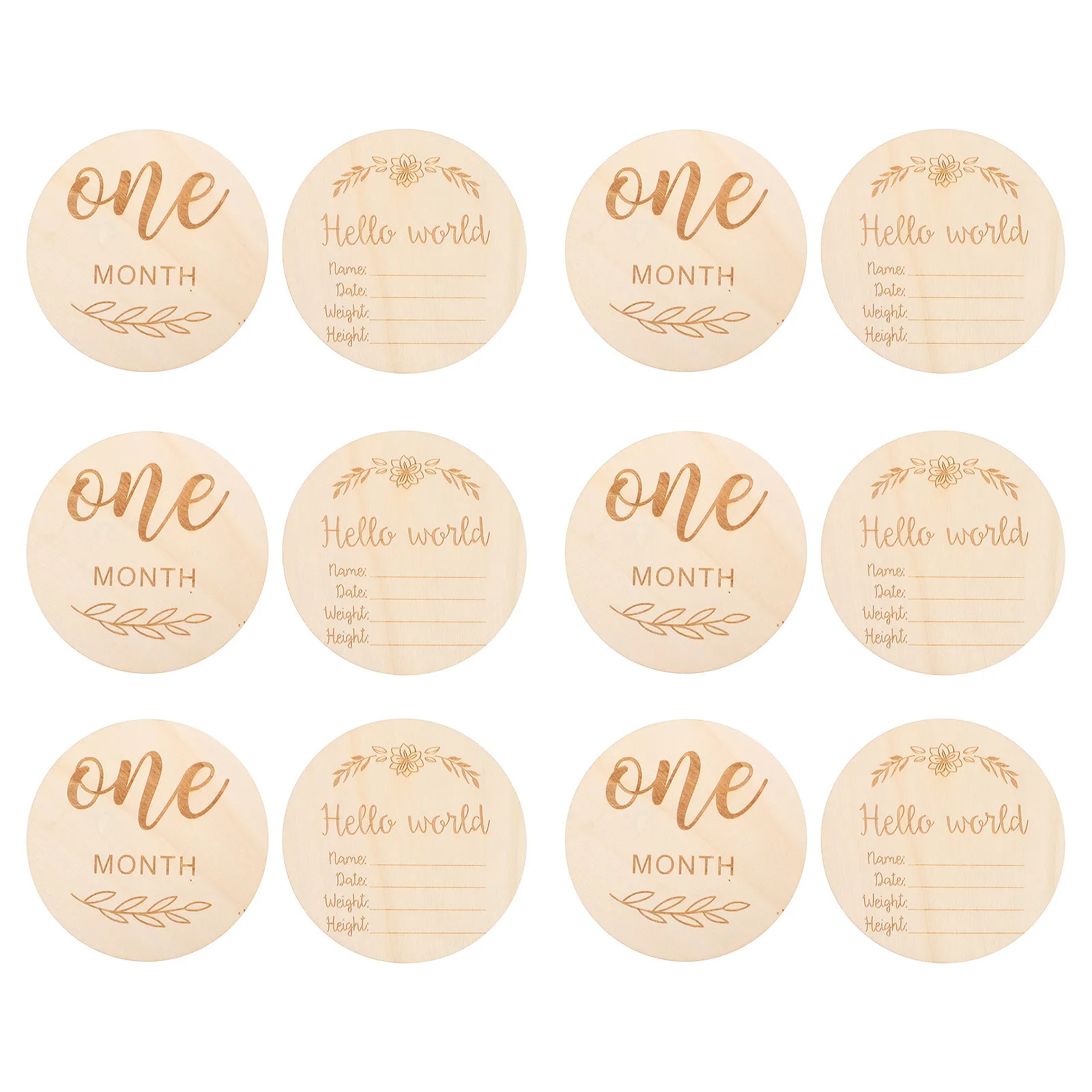12Pcs Wooden Monthly Milestone Discs Baby Photo Props Gender Neutral Growth Cards for Newborn Photography Baby Keepsakes Photo